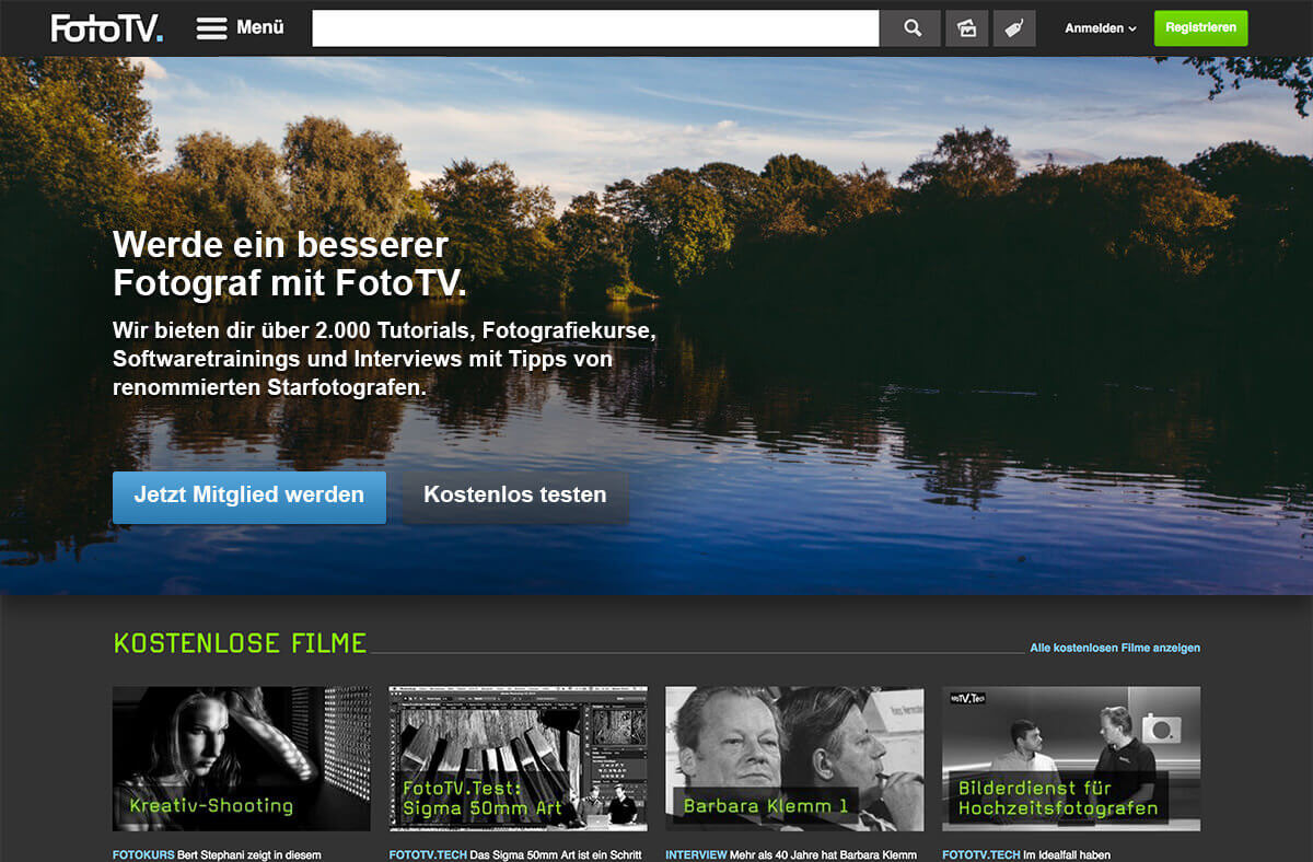 Startseite des FotoTV. Redesigns 2014