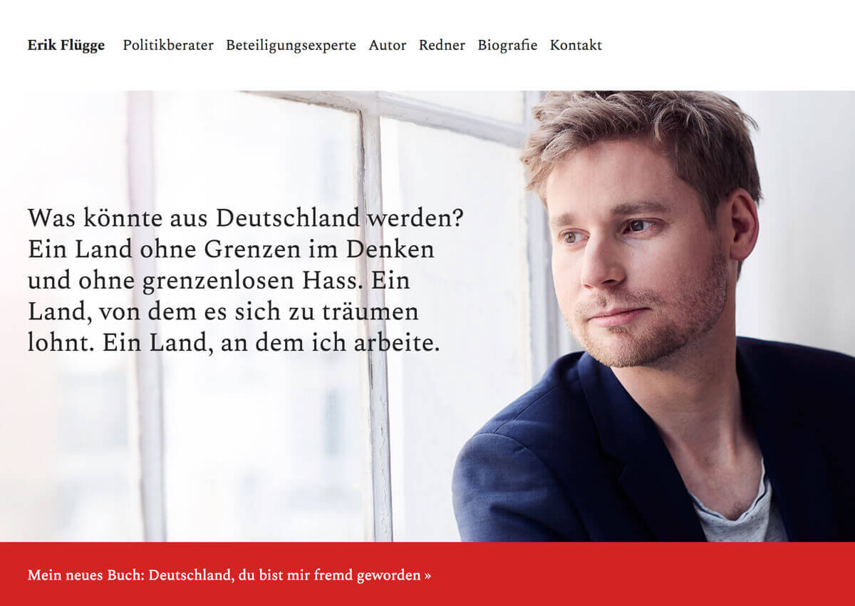 Screendesign für Erik Flügge