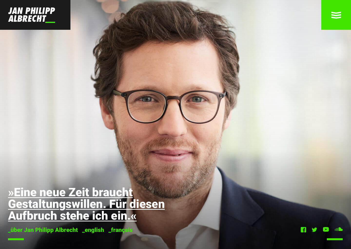 Screendesign, Branding und Fotoshooting für Jan Philipp Albrecht MdEP