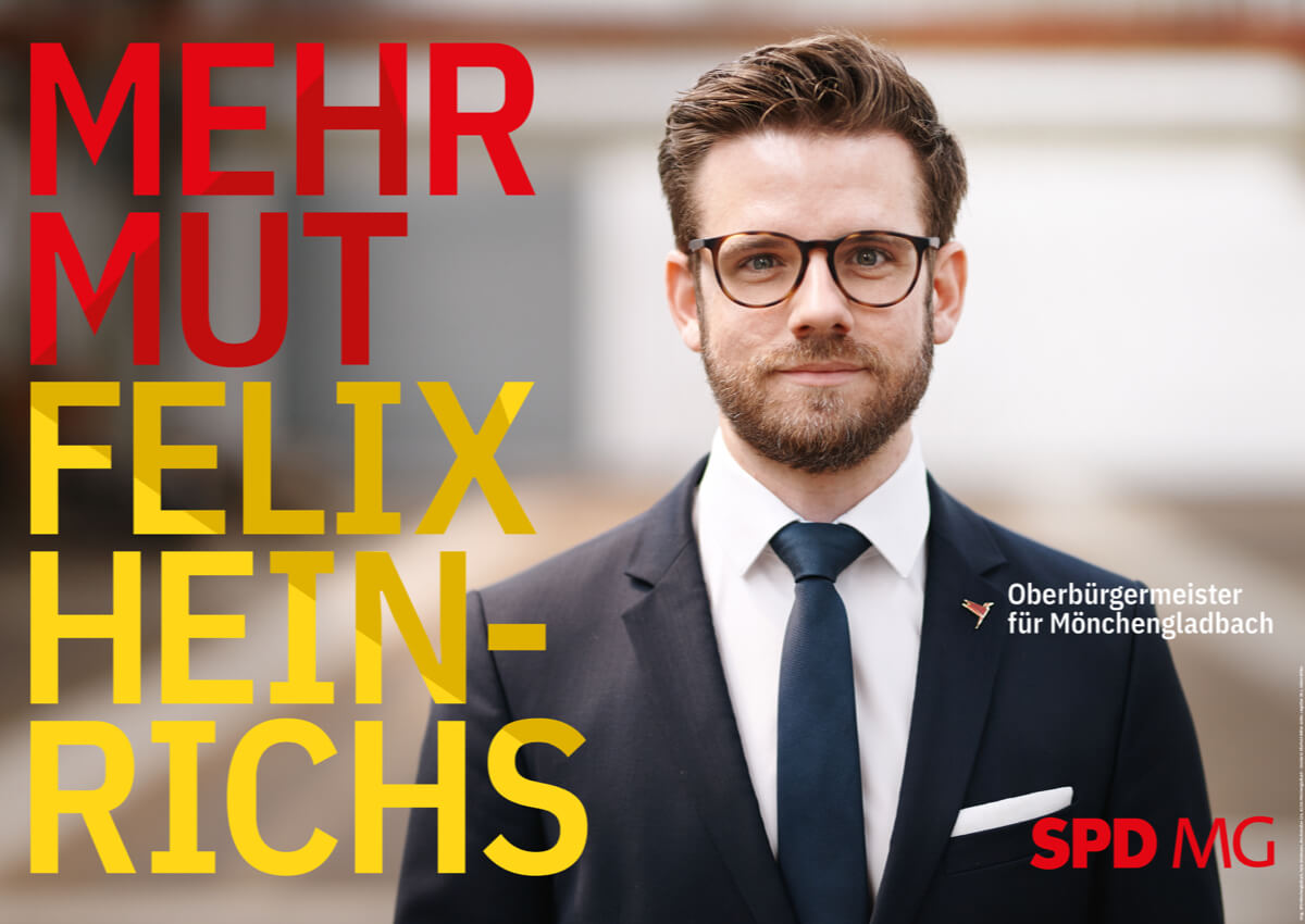 Wahlkampfplakat für Felix Heinrichs, SPD Mönchengladbach